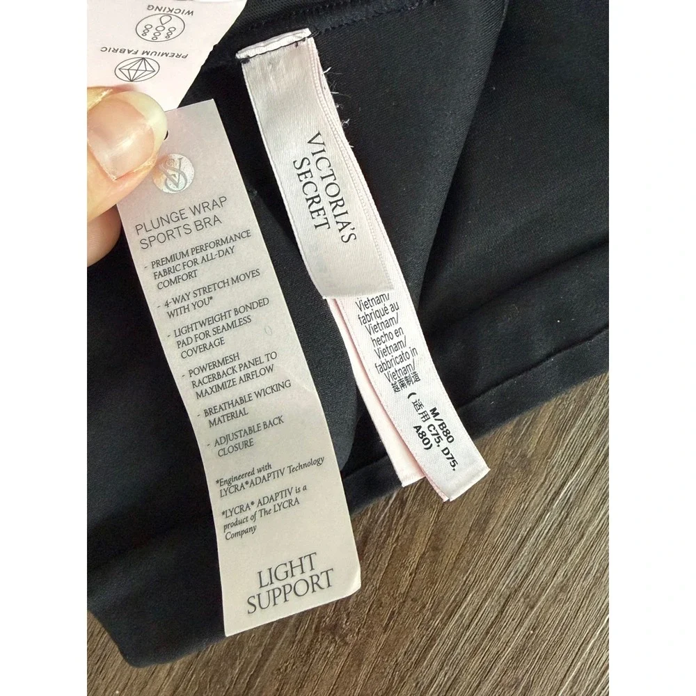 Victoria's Secret Sport Black Wrap Sports Bra Light Support XS Yoga Activewear
